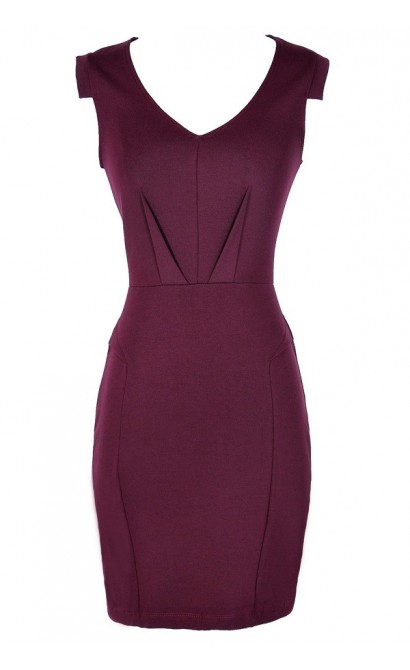 Boardroom Beauty Pencil Dress in Burgundy